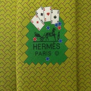 Hermès 100% Silk Light Green Poker Pattern Men’s Tie 645731 PA